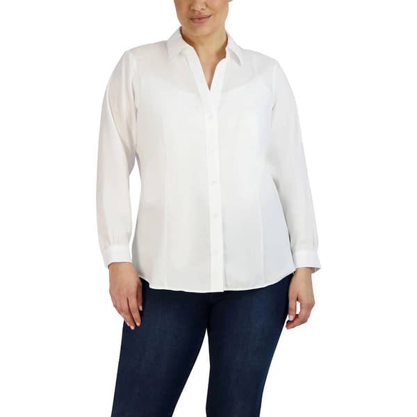Plus Size Jones New York Long Sleeve Easy Care Button Down - image 