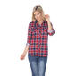 Womens White Mark Oakley Stretch Plaid Casual Button Down Top - image 1