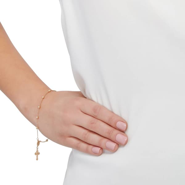Gold Classics™ Rosary Beads w/ Mary & Drop Crucifix Bracelet