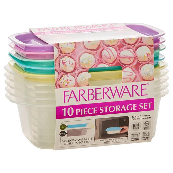 Farberware&#40;R&#41; 10pc. Rectangle Storage Set with Pastel Lids - image 