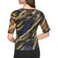 Womens DKNY Short Sleeve Twist Front V-Neck Mesh Blouse - image 2