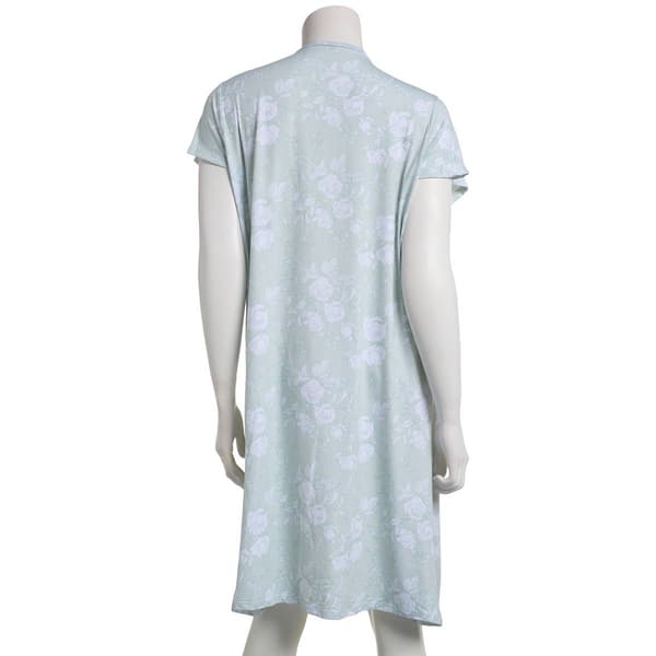 Womens Elizabeth & Nicole Short Sleeve Floral Lace Trim Nightgown