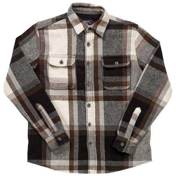 Mens Visitor Long Sleeve Brawny Shacket - Black/Brown/Cream - image 