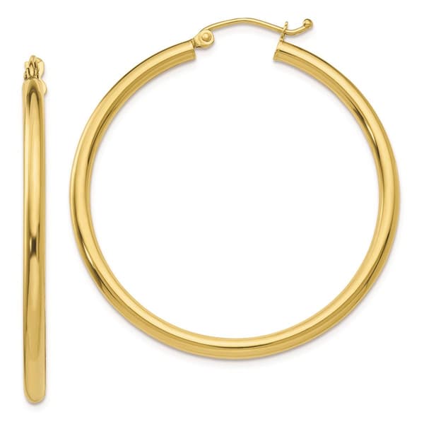 Gold Classics(tm) 10kt. Polished 35mm Tube Hoop Earrings - image 