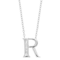 Diamond Classics(tm) 1/20ctw. Baguette Diamond R Initial Pendant