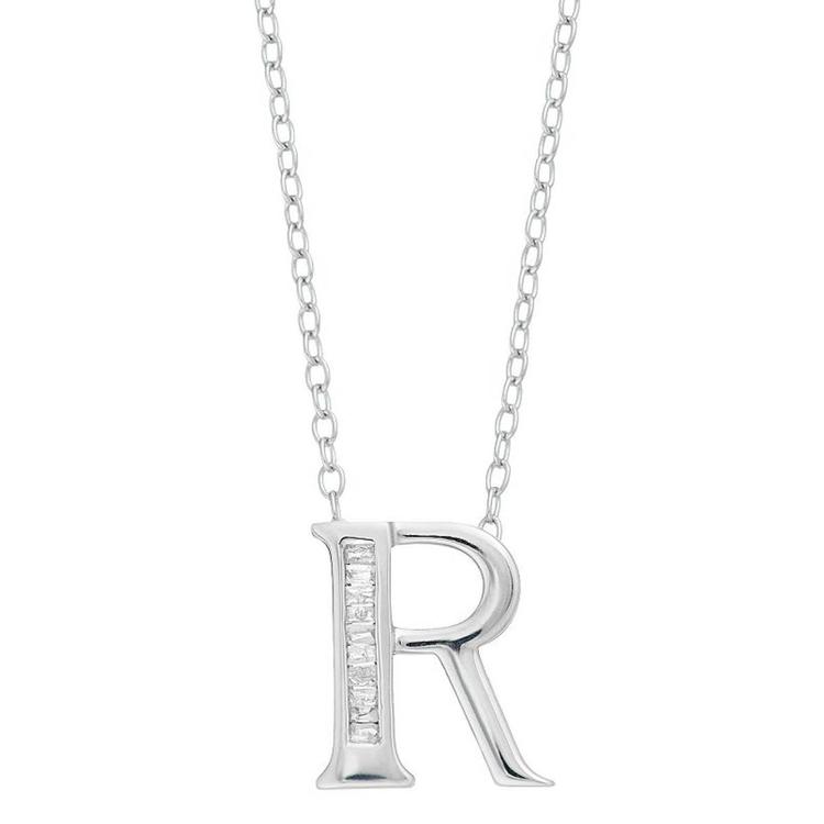 Diamond Classics(tm) 1/20ctw. Baguette Diamond R Initial Pendant