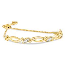 Haus of Brilliance 14kt. Yellow Gold Plated Diamond Bolo Bracelet