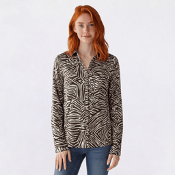 Juniors A. Byer Zebra Satin Button Up