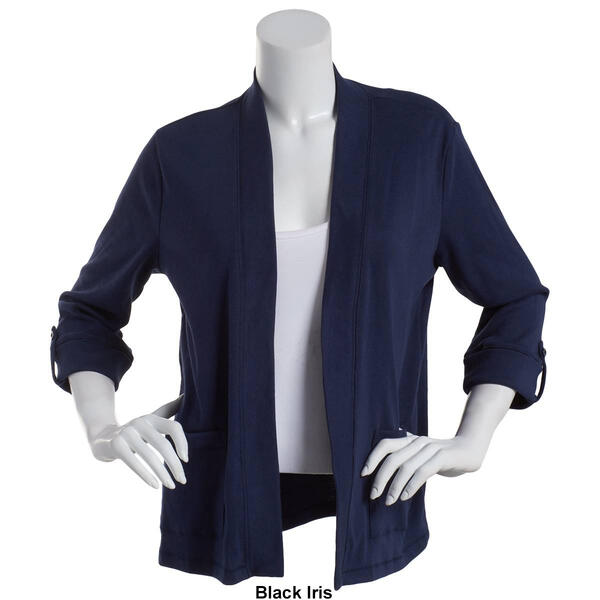 Plus Size Hasting & Smith 3/4 Sleeve Rib Open Front Cardigan