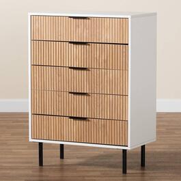 Baxton Studio Karima Two-Tone Wood 5-Drawer Storage Cabinet