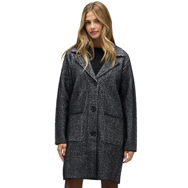 Plus Size NVLT Single Breasted Chevron Coatigan - Black/White