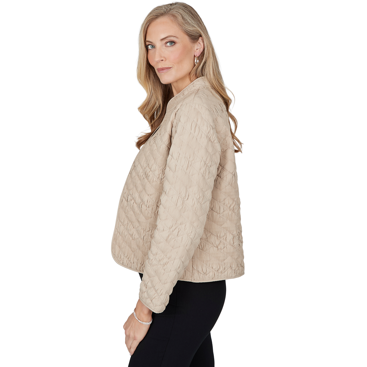Petite Alfred Dunner Cityscape Texture Open Front Blazer