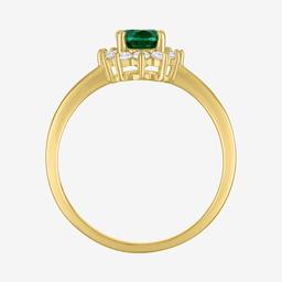 Nova Star® Lab Grown Emerald Gold over Silver Oval Halo Ring