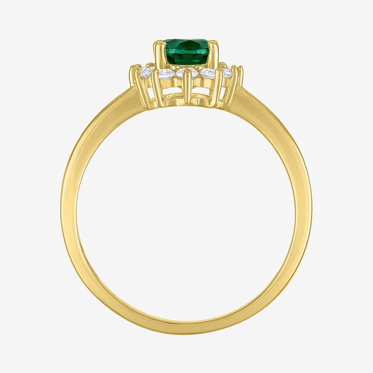Nova Star® Lab Grown Emerald Gold over Silver Oval Halo Ring