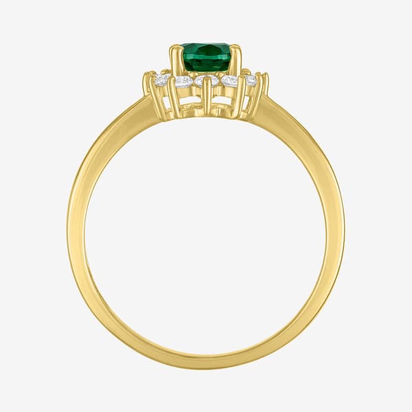 Nova Star® Lab Grown Emerald Gold over Silver Oval Halo Ring