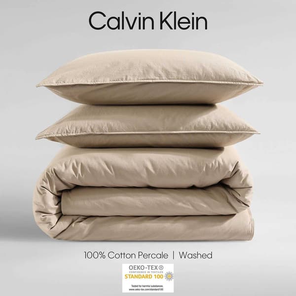 Calvin Klein Washed Percale Cotton 3pc. Duvet Cover Set