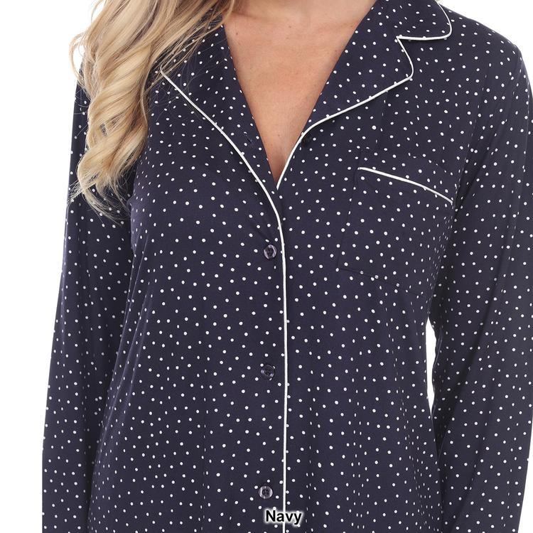 Womens White Mark Long Sleeve Nightshirt