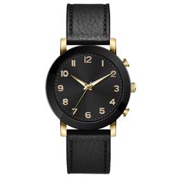 Mens Gold-Tone Case & Black Strap Analog Watch - 50649G-07-G02