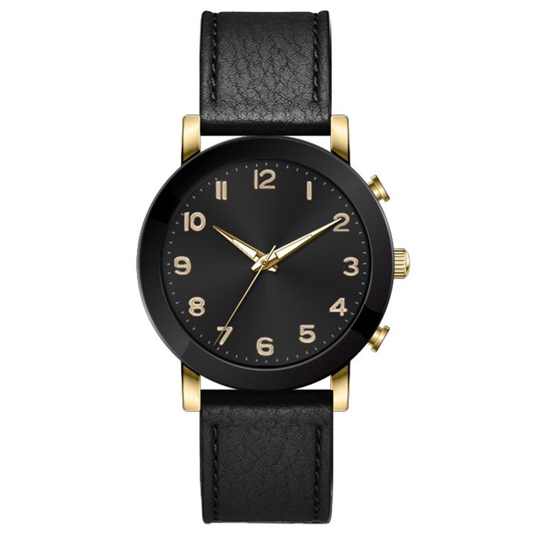 Mens Gold-Tone Case & Black Strap Analog Watch - 50649G-07-G02