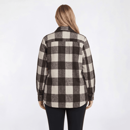 Plus Size Mountain Ridge Plaid Twill Shacket - Grisaille
