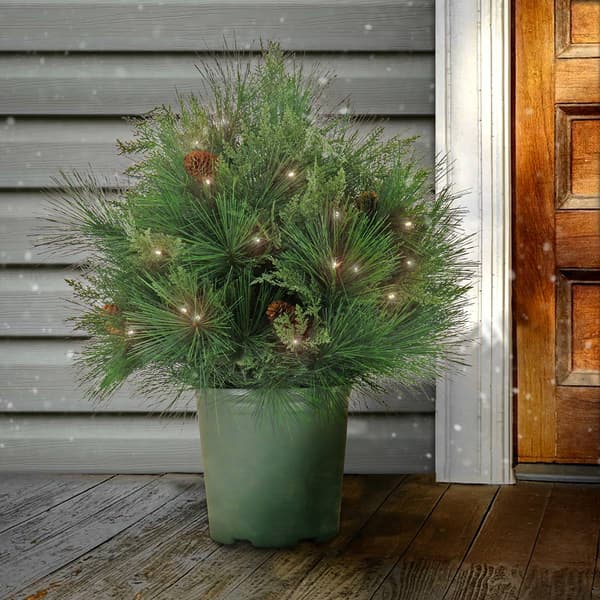 National Tree 26in. Black Tie Xmas Needles & Cedar Urn Filler