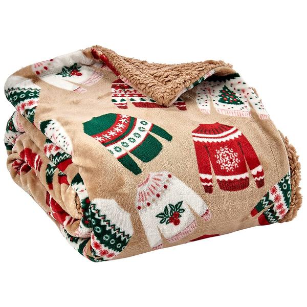 Mountain Ridge(R) Ugly Sweater Reversible Sherpa Throw - image 
