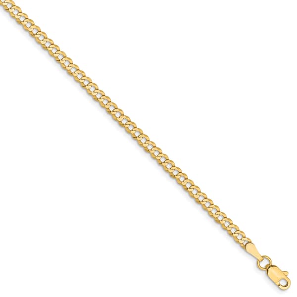 Gold Classics&#40;tm&#41; 3.1mm. Solid Polished Light Cuban Bracelet