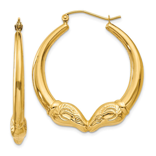 Gold Classics&#40;tm&#41; 35mm. 14kt. Gold Polished Ram Hoop Earrings - image 