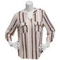 Womens Cure 3/4 Sleeve Pocket Stripe Zip Neck Blouse - image 1