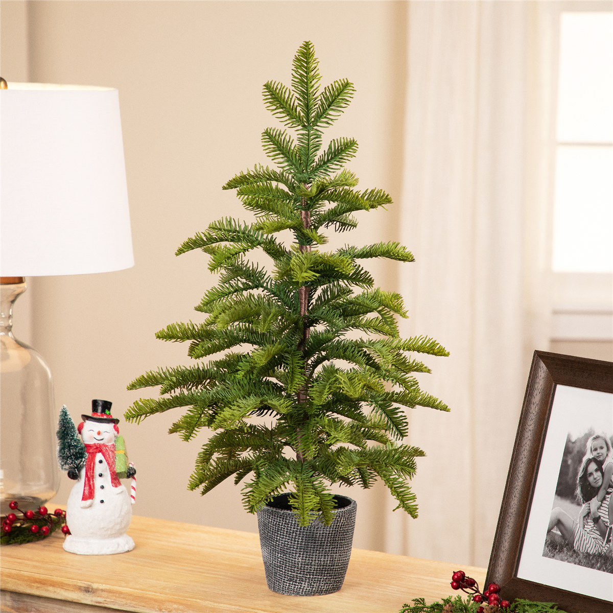 Northlight 28in. Pine Christmas Tree in Round Gingham Pot