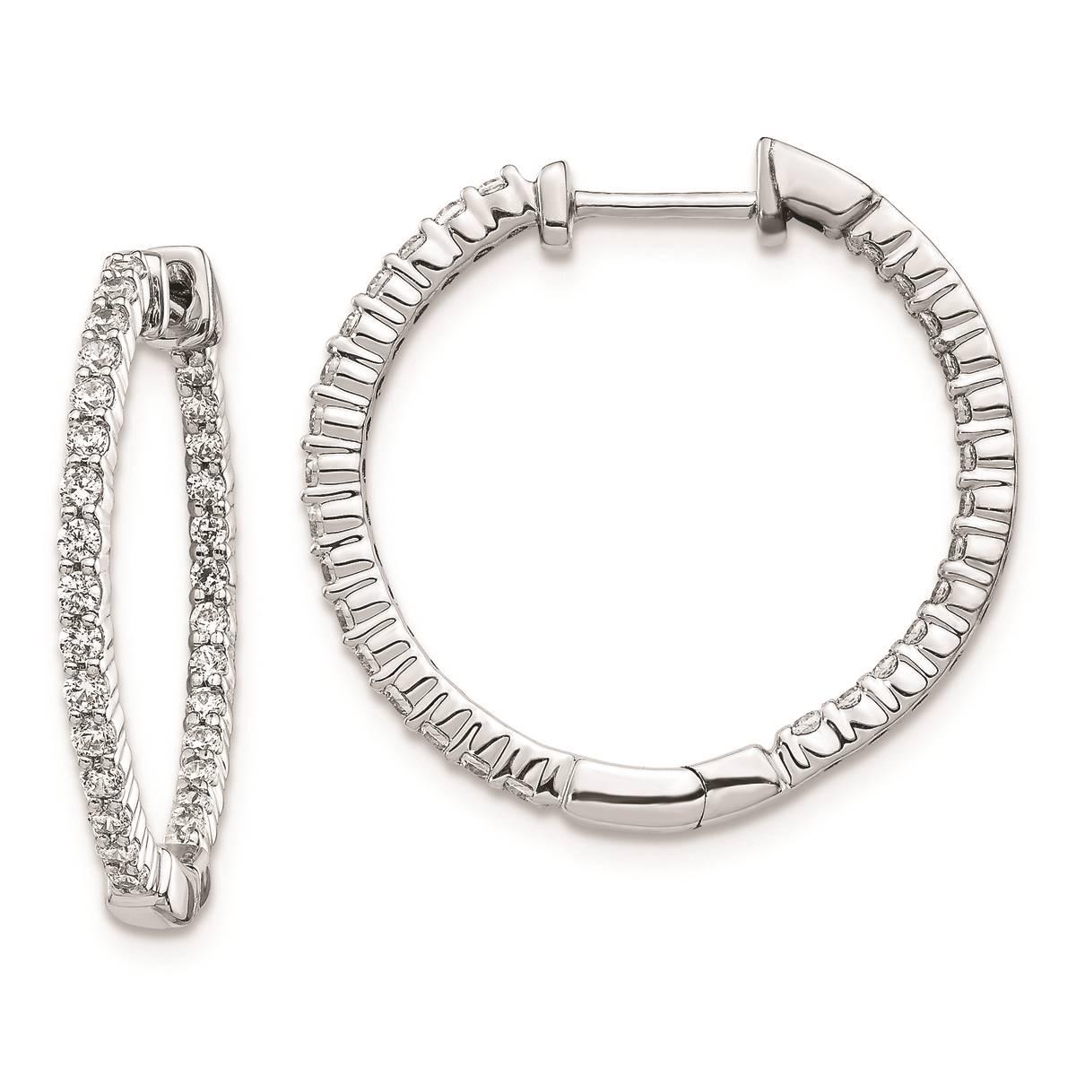 Pure Fire 14kt. White Gold Lab Grown Diamond Round Hoop Earrings