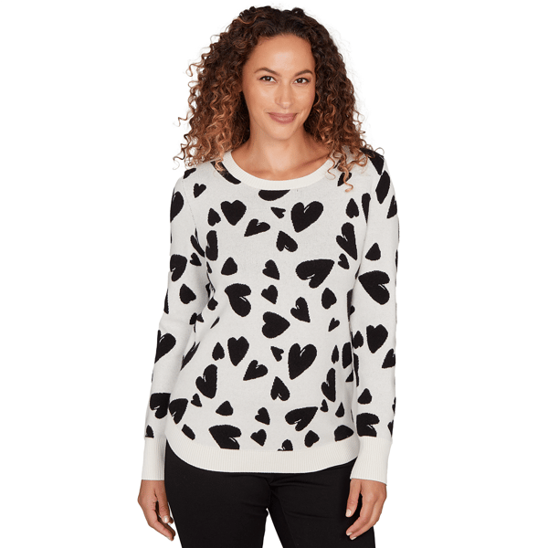 Womens Emaline Dusted Petals Long Sleeve Crew Neck Sweater