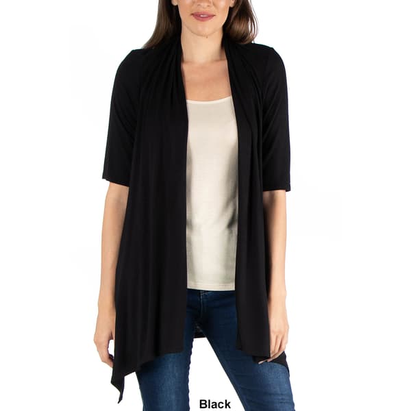 Womens 24/7 Comfort Apparel Loose Fit Half Sleeve Cardigan