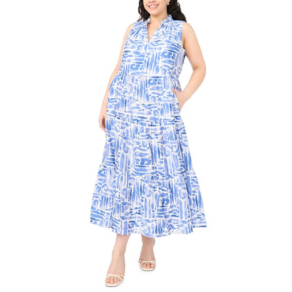 Plus Size MSK Sleeveless Print V Neck Tier Maxi - image 