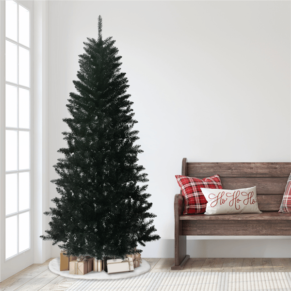 Puleo International 7ft. Black Carson Pine Christmas Tree