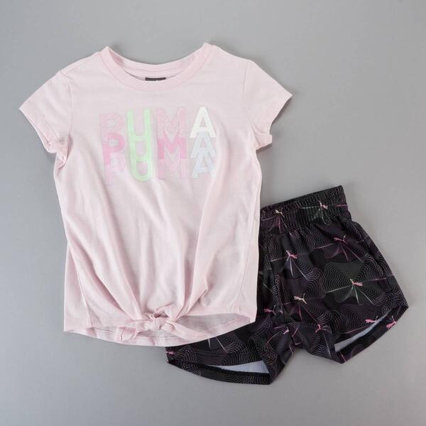 Girls &#40;4-6x&#41; Puma&#40;R&#41; 2pc. Jersey Tee & Mesh Shorts - Light Pink - image 