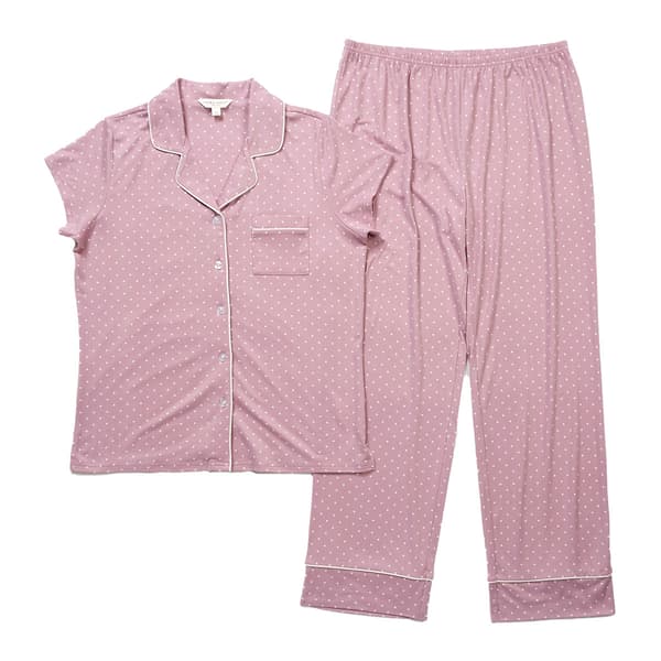 Womens Laura Ashley(R) Short Sleeve Peached Dot Long Leg Pajama Set - image 