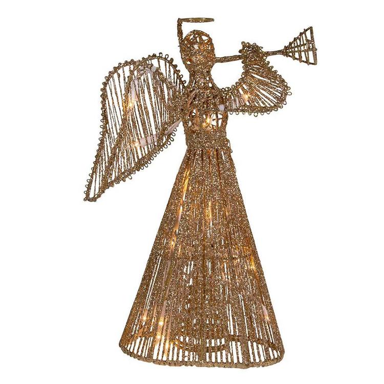 Kurt Adler 20 Light Incandescent Gold Glitter Angel Tree Topper