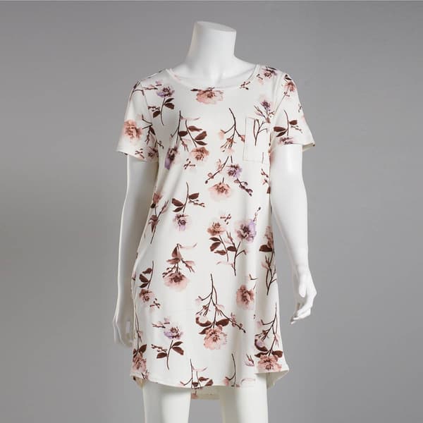 Womens Nicole Miller Studio Short Sleeve Peony Floral Nightshirt - image 