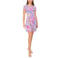 Womens MSK Short Sleeve Abstract Floral Pleated A-Line Dress - image 3