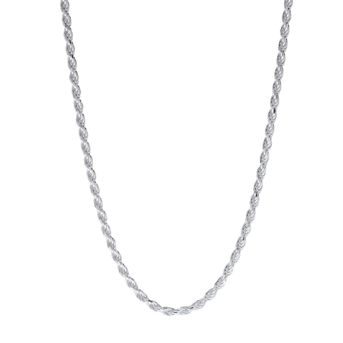 Sterling Silver DC Rope 24in. Chain Necklace