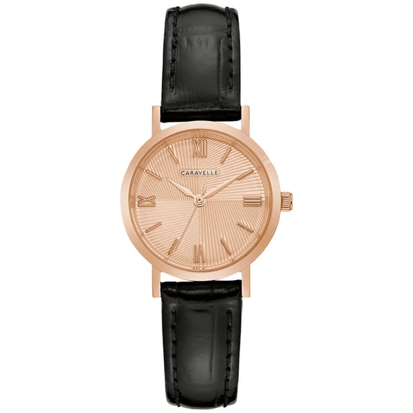 Womens Caravelle by Bulova Rose-Tone Leather Watch - 44L259 - image 