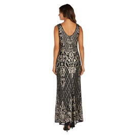 Womens R&amp;M Richards Sleeveless Sequined V-Neck Maxi Gown