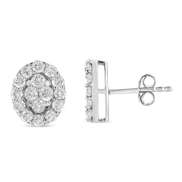 Haus of Brilliance Sterling Silver Diamond Oval Stud Earrings - image 