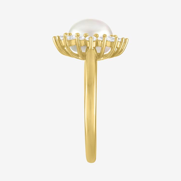 Gemstone Classics™ Lab Grown White Sapphire Pearl Halo Ring