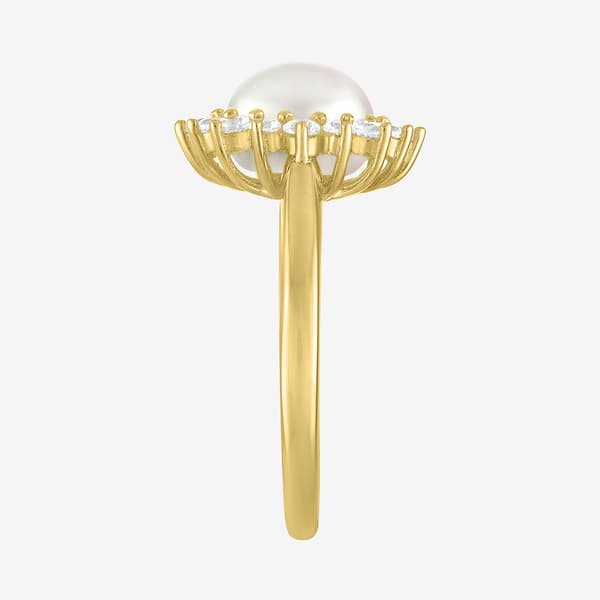 Gemstone Classics™ Lab Grown White Sapphire Pearl Halo Ring