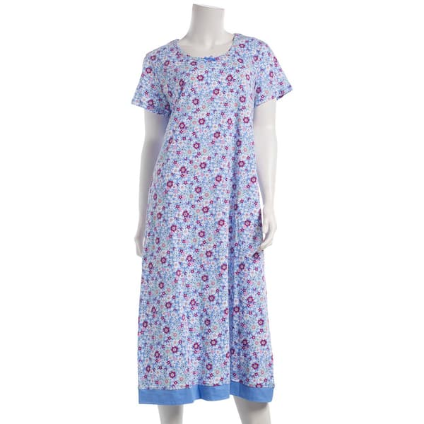 Womens White Orchid Floral Banded Bottom Nightgown - image 