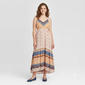 Juniors Angie Mix Print Crochet Trim Maxi Slip Dress - image 1