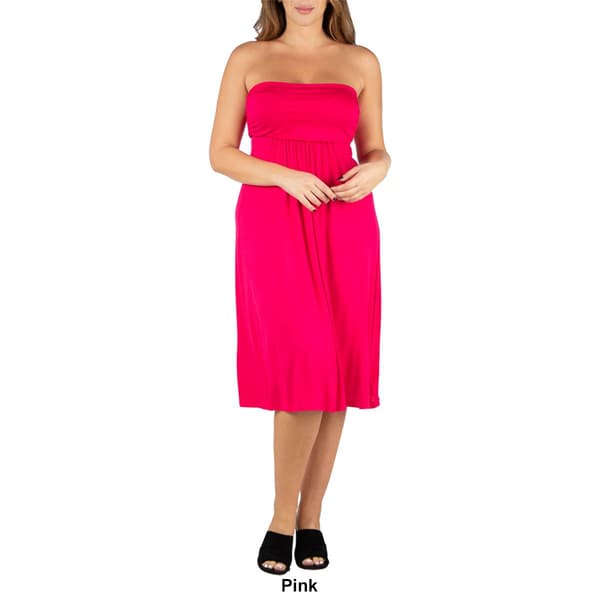 Plus Size 24/7 Comfort Apparel Strapless Mini Empire Waist Dress