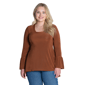 Plus Size 24/7 Comfort Apparel Long Bell Sleeve Hi Low Tunic Top - image 1